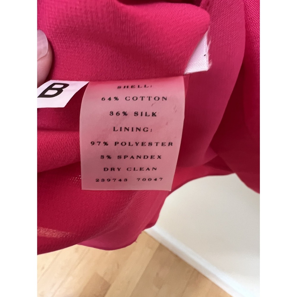Ann Taylor sleeveless top ruffled neck silk/cotton blend fully lined bright pink - Picture 8 of 8